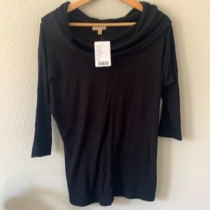 NWT Anthropologie Bordeaux Black cowl neck Top XS